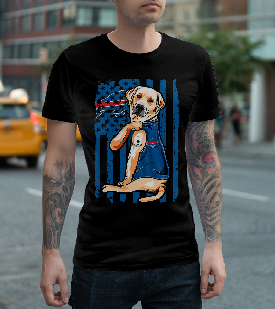 Labrador Retriever I Love Mom Buffalo Bills Fan T-Shirt