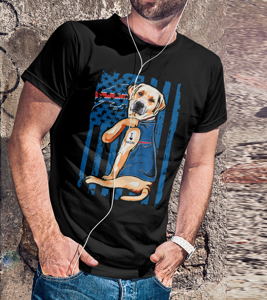 Labrador Retriever I Love Mom Buffalo Bills Fan T-Shirt