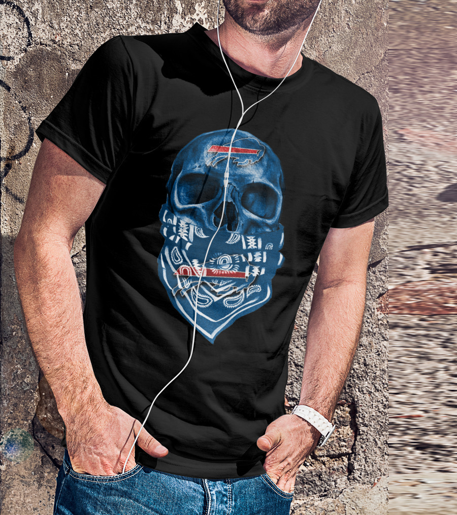 Buffalo Bills Skull Blue Bandana T-Shirt