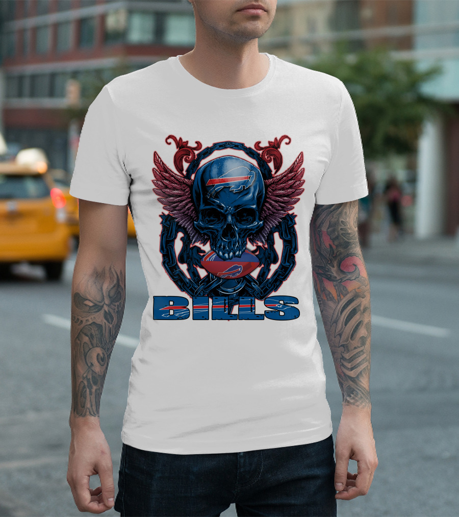 Buffalo Bills Winged Skullfb Football T-Shirt