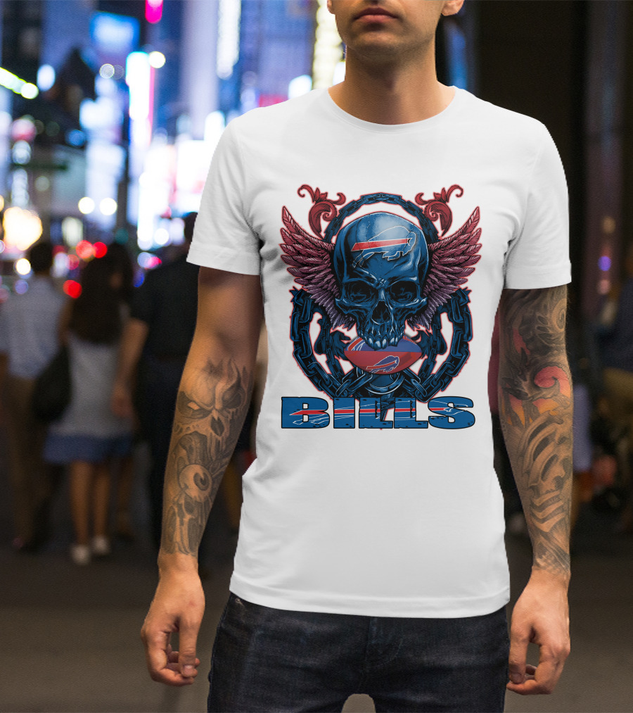 Buffalo Bills Winged Skullfb Football T-Shirt