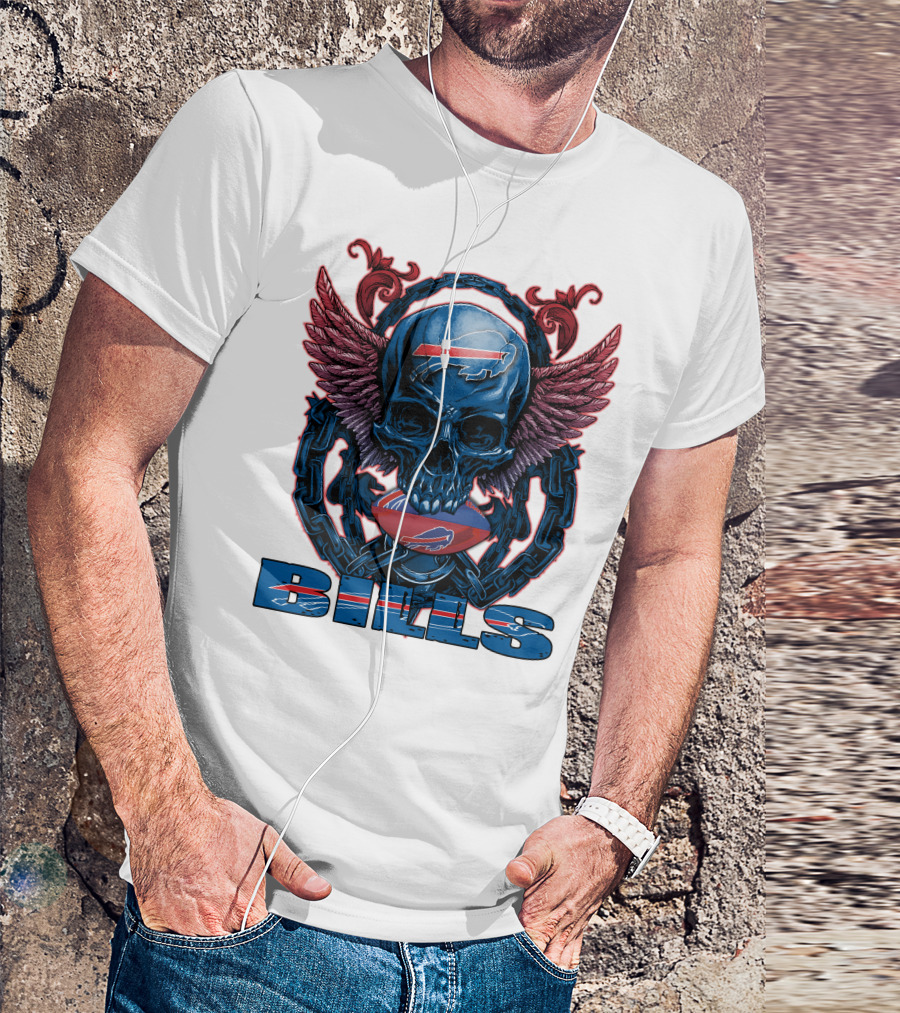 Buffalo Bills Winged Skullfb Football T-Shirt