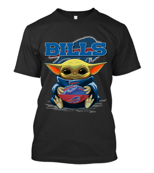 BILLS Yoda Baby Holding Buffalo Bills Football T-Shirt