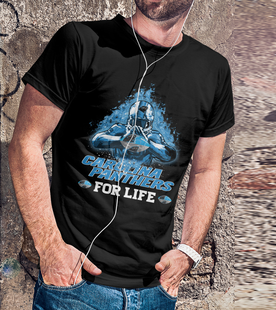 CAROLINA PANTHERS FOR LIFE Football Player Helmet And Football T-Shirt