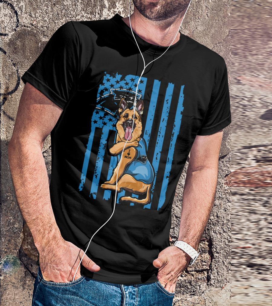 German Shepherd Carolina Panthers Patriotic I Mom Fan T-Shirt