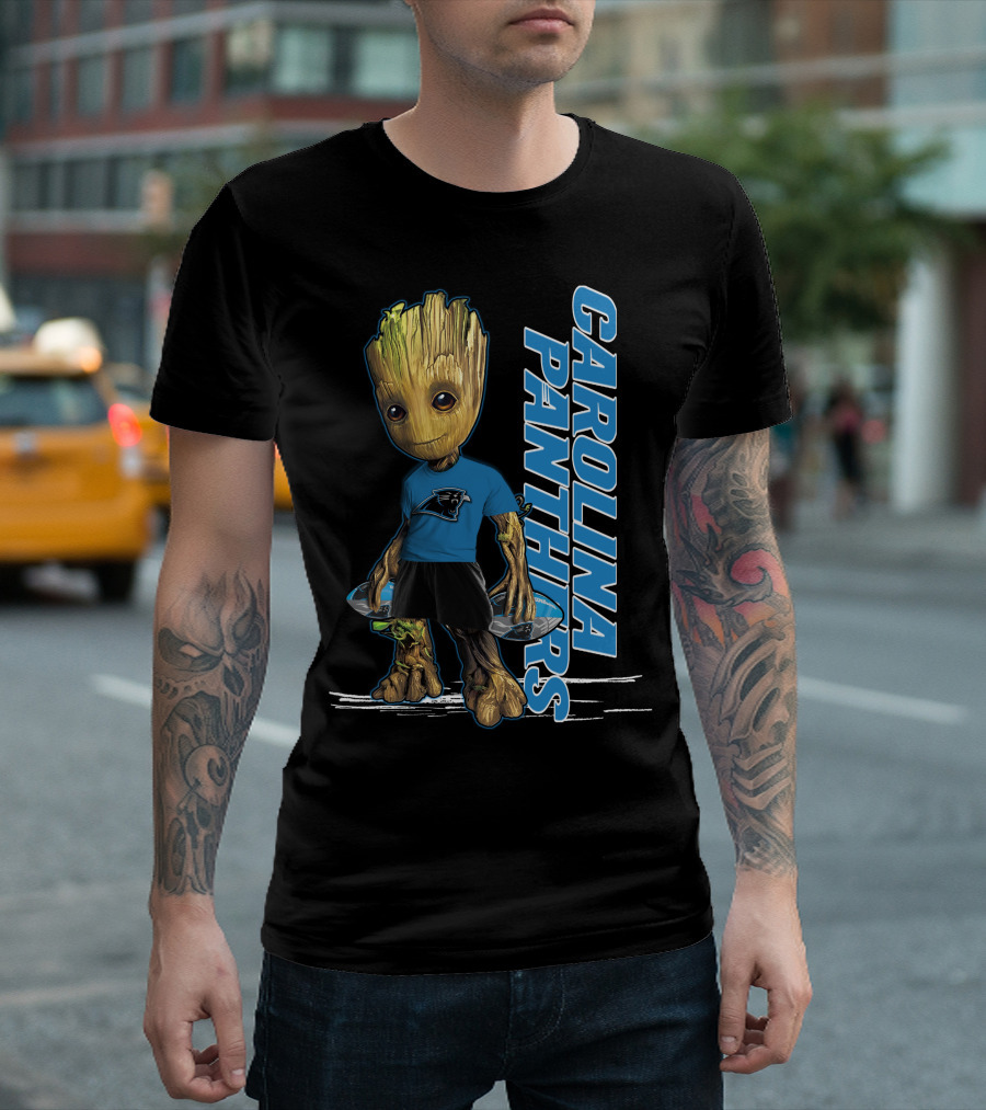 Groot Carolina Panthers Guardians of the Galaxy Crossover T-Shirt
