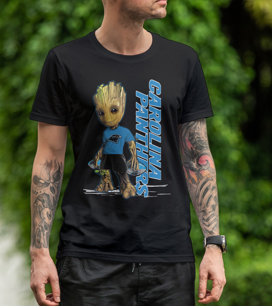 Groot Carolina Panthers Guardians Of The Galaxy Crossover T-Shirt