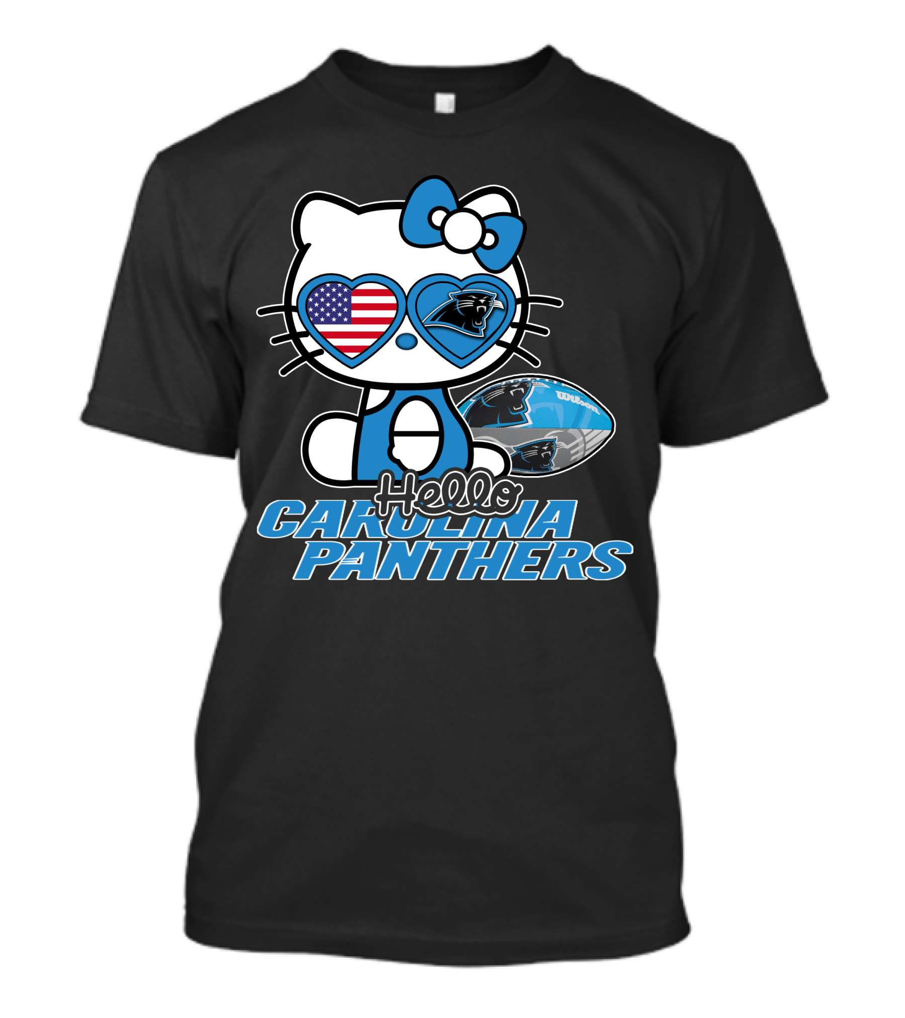 Hellokitty Carolina Panthers American Flag Football T-Shirt