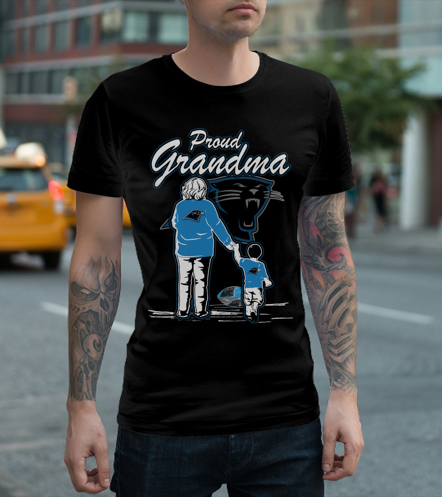 Proud Grandma Carolina Panthers Fan Holding Child With Team T-Shirt