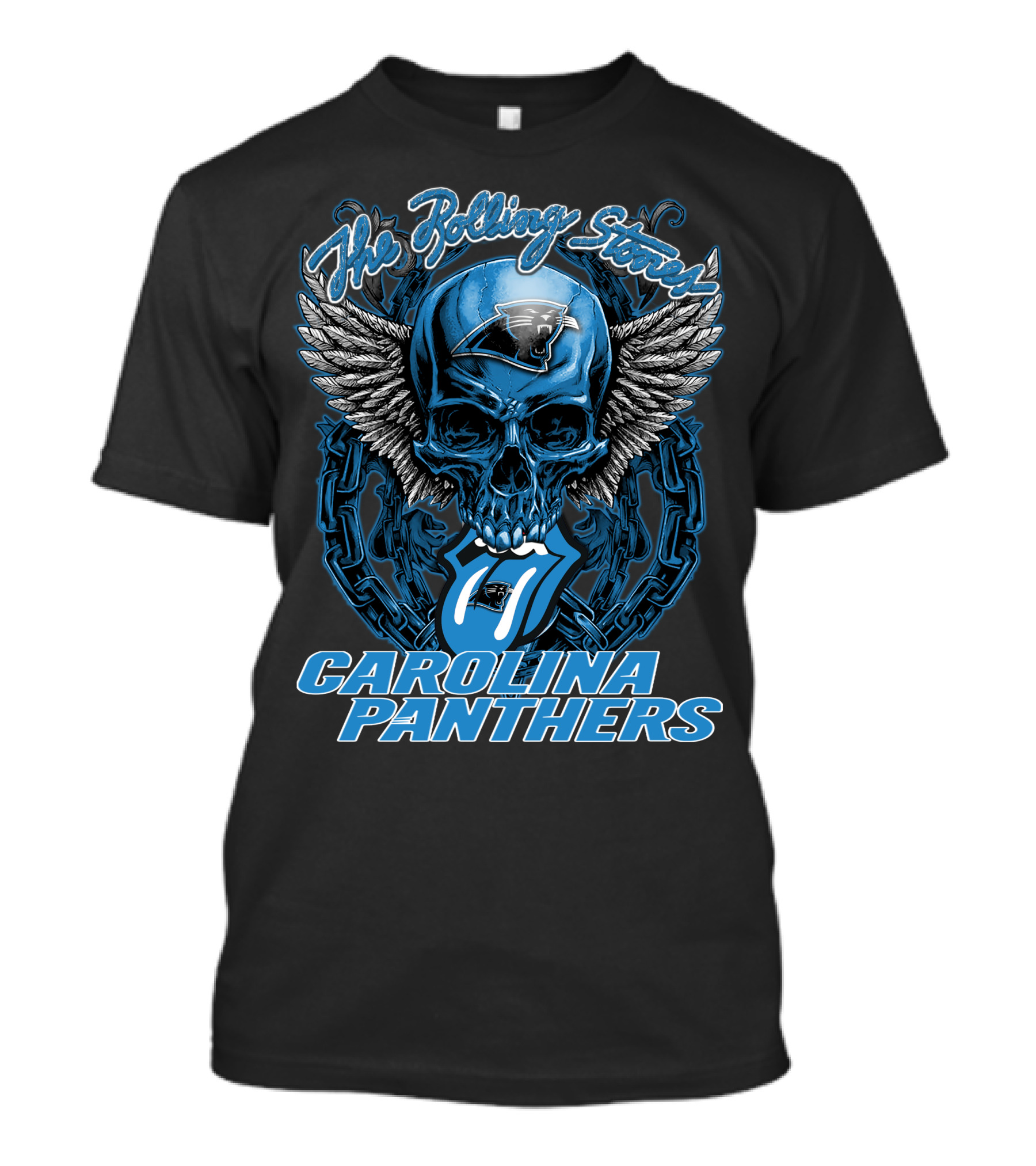 The Rolling Stones Carolina Panthers Skull With Wings And Tongue T-Shirt