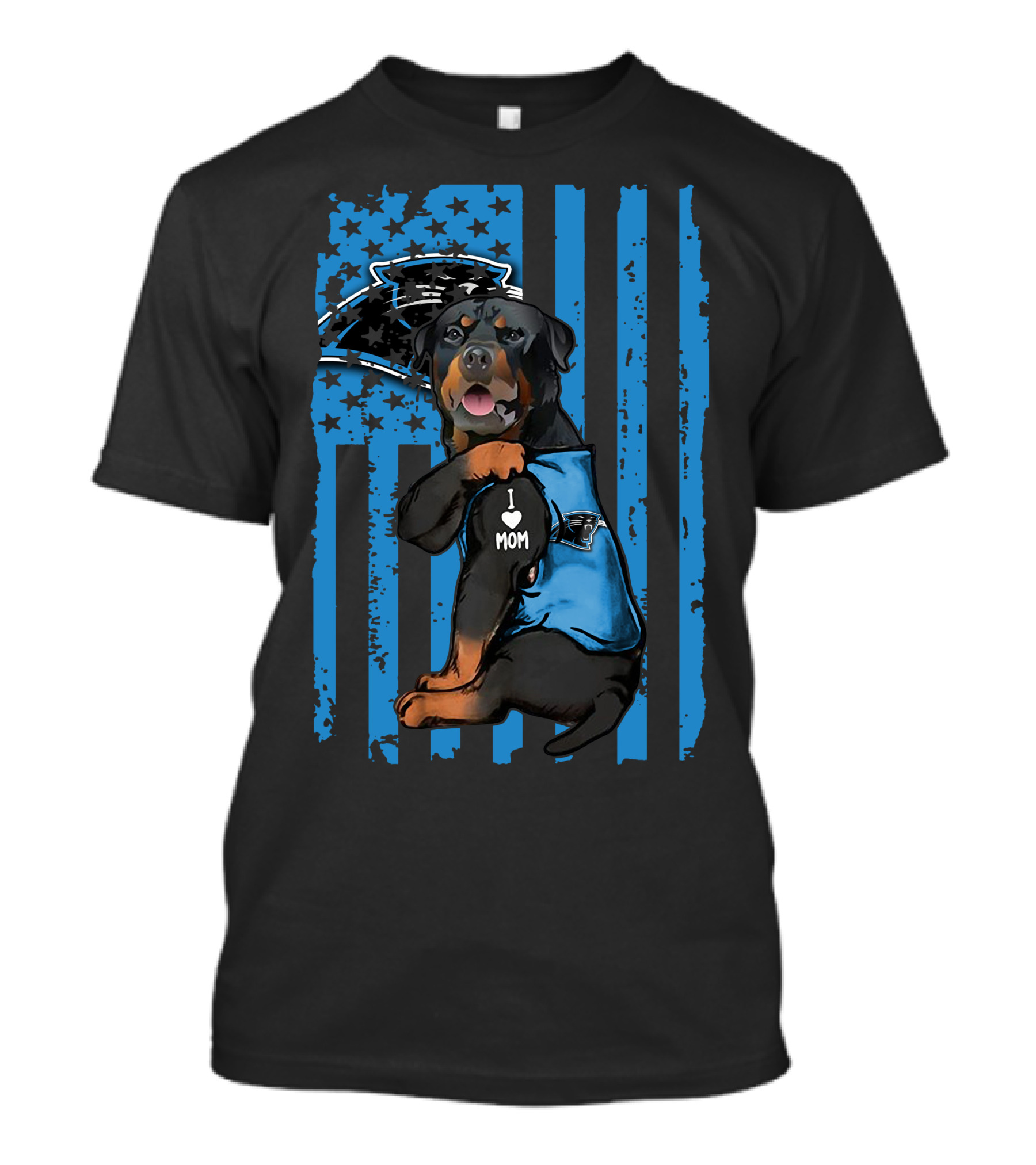 Rottweiler Carolina Panthers I Love Mom T-Shirt