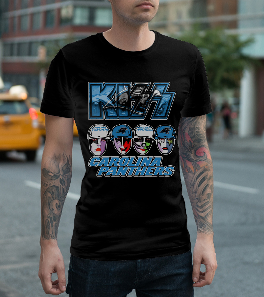 Kiss Carolina Panthers Face Paint Hats Nfl Team T-Shirt