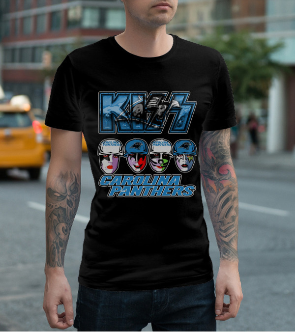 Kiss Carolina Panthers Face Paint Hats Nfl Team T-Shirt