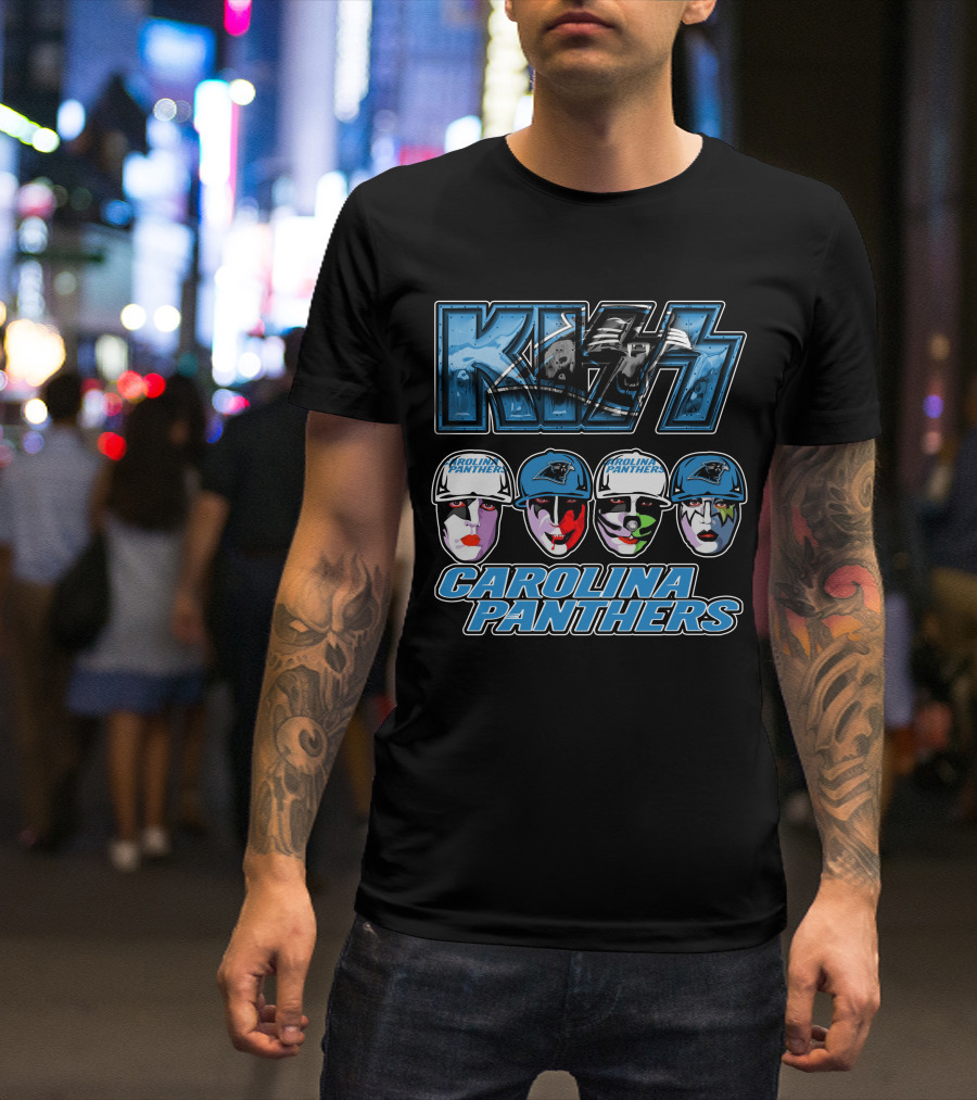 Kiss Carolina Panthers Face Paint Hats Nfl Team T-Shirt