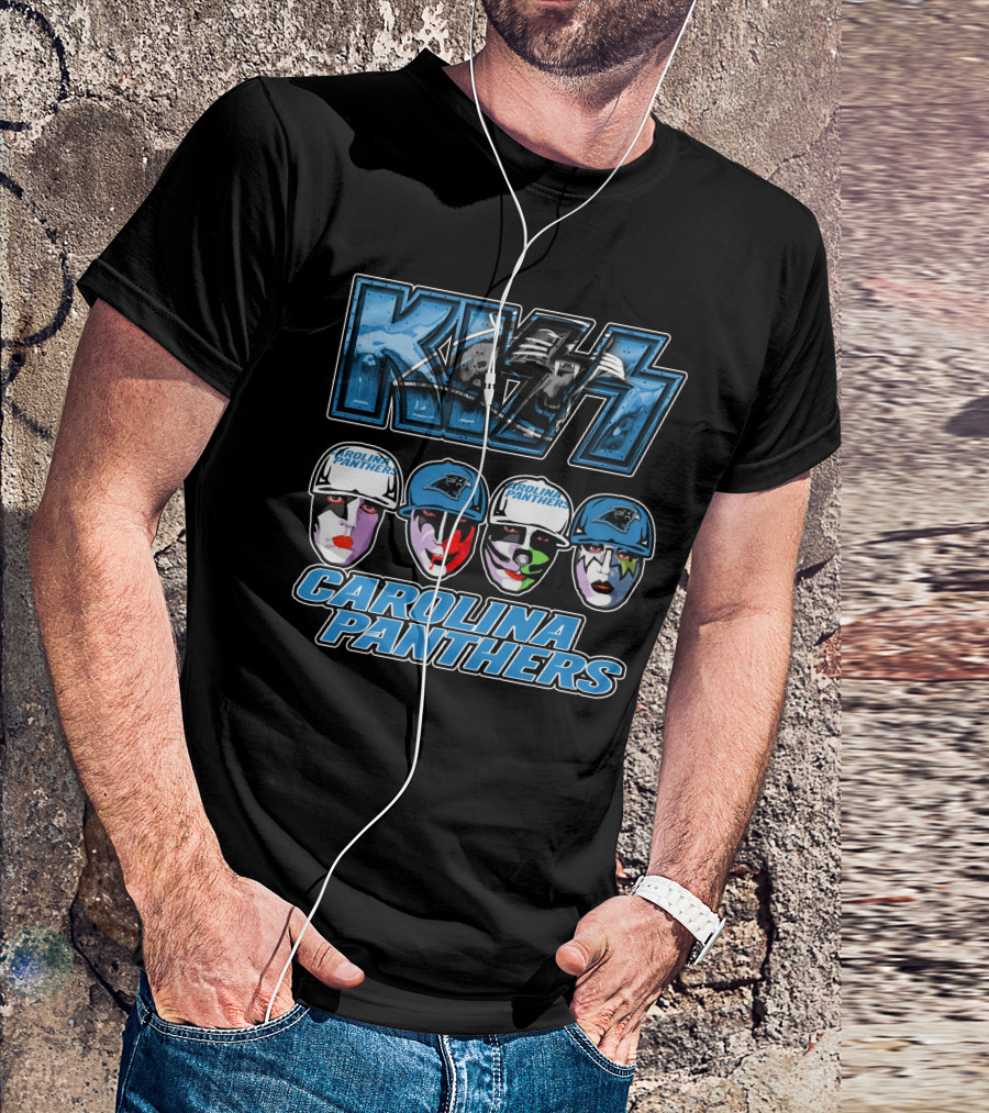 Kiss Carolina Panthers Face Paint Hats Nfl Team T-Shirt
