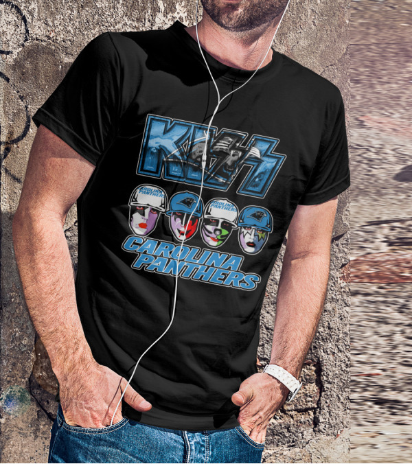 Kiss Carolina Panthers Face Paint Hats Nfl Team T-Shirt
