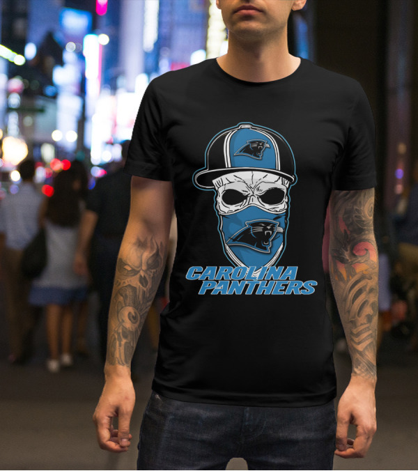 Carolina Panthers Skull Hat Fan T-Shirt