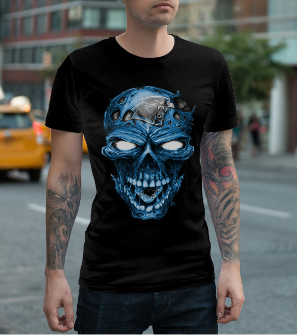 Skull Carolina Panthers NFL Blue Horror T-Shirt