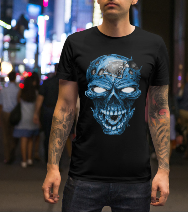 Skull Carolina Panthers NFL Blue Horror T-Shirt