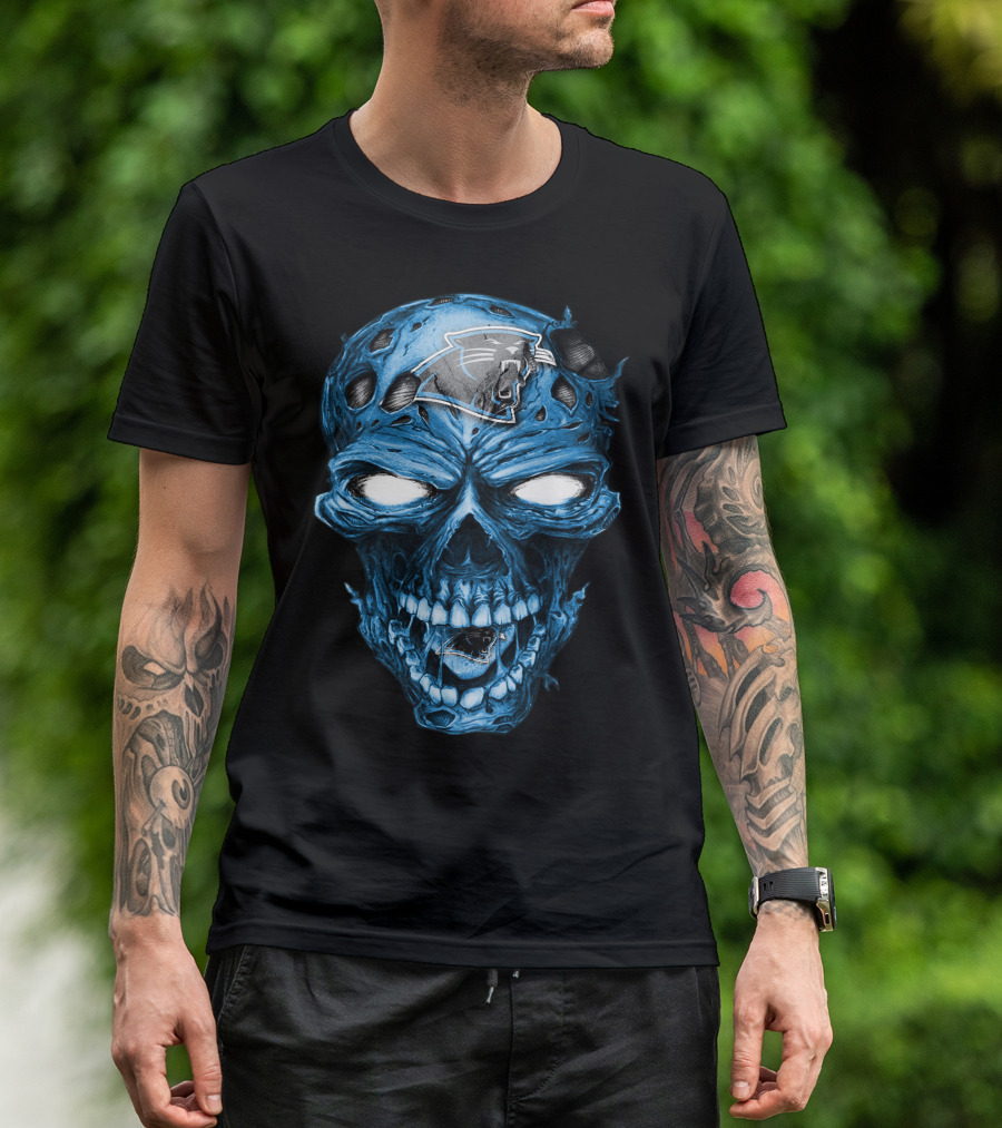 Skull Carolina Panthers NFL Blue Horror T-Shirt