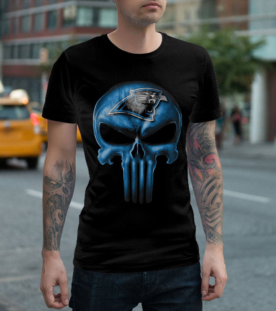 Skull Carolina Panthers Punisher Logo Mashup T-Shirt