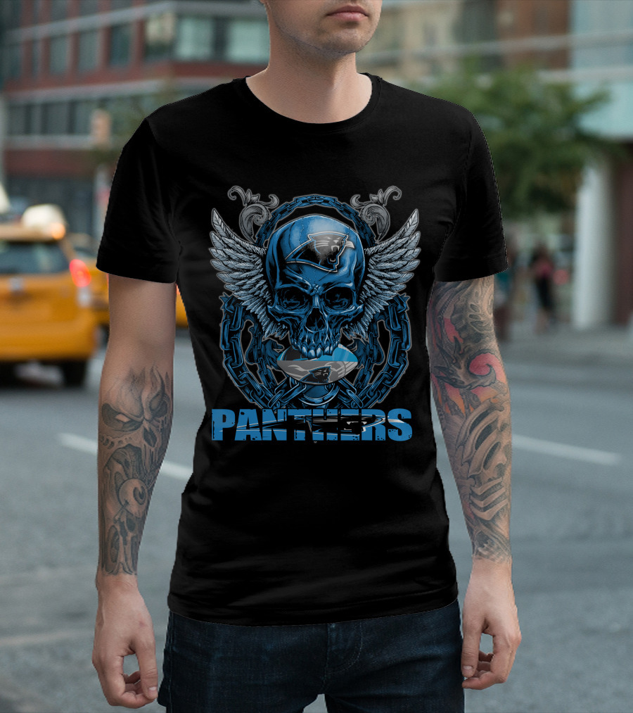 Panthers Skullfb Carolina NFL Winged Skull T-Shirt