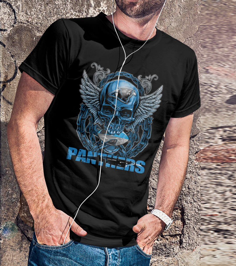 Panthers Skullfb Carolina NFL Winged Skull T-Shirt