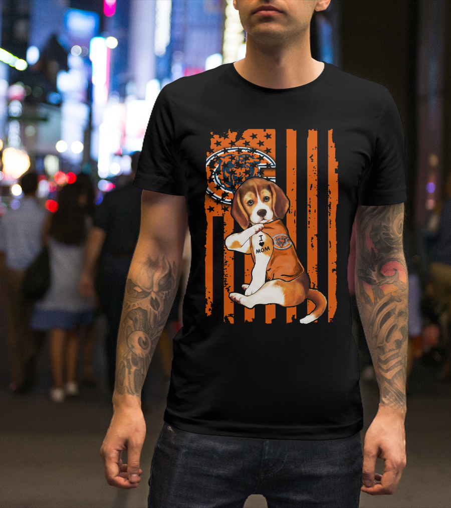 Beagle Chicago Bears I Love Mom Football T-Shirt