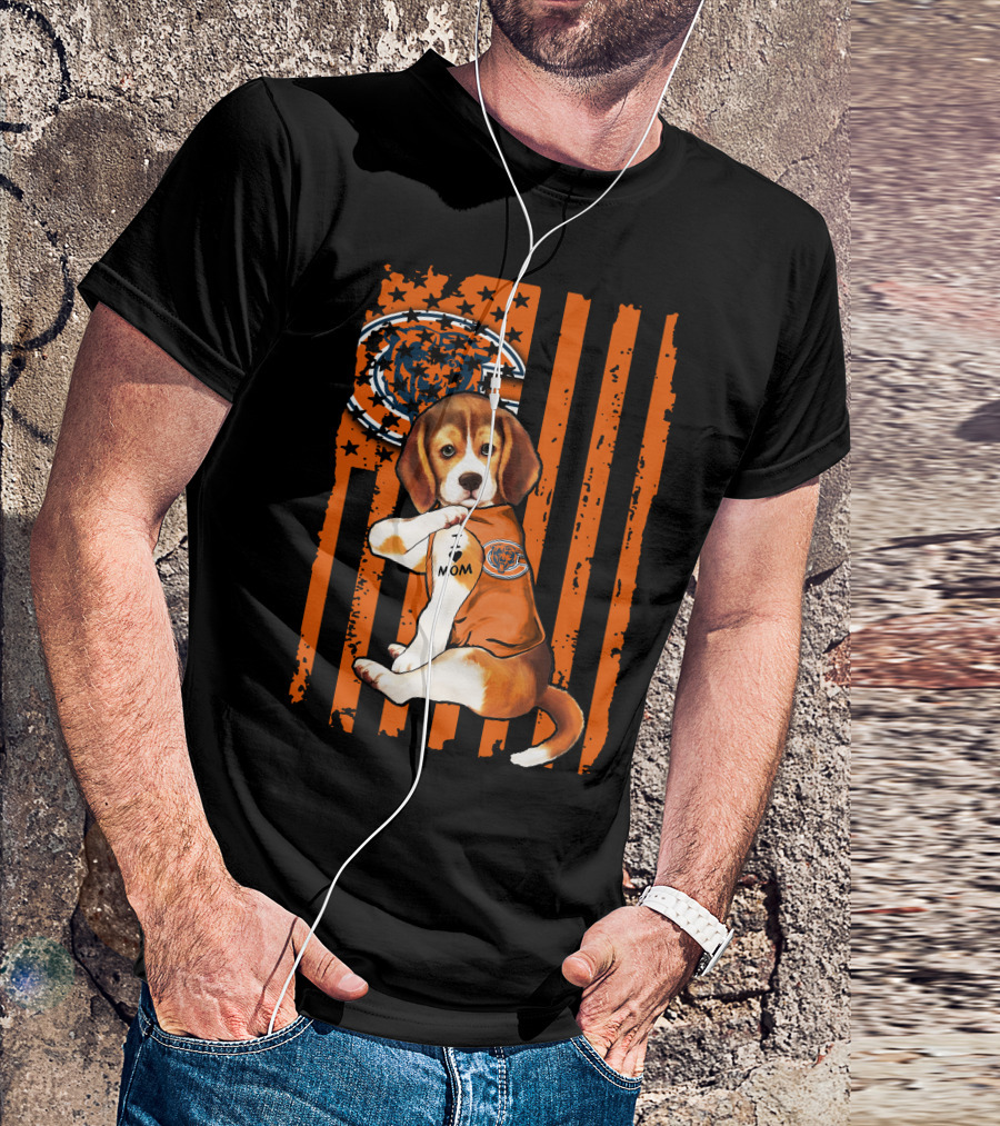 Beagle Chicago Bears I Love Mom Football T-Shirt
