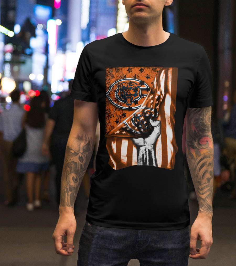 Chicago Bears American Flag Bear T-Shirt