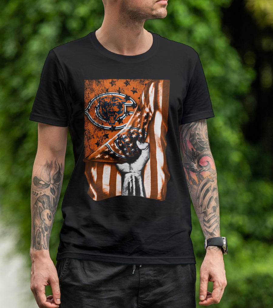 Chicago Bears American Flag Bear T-Shirt