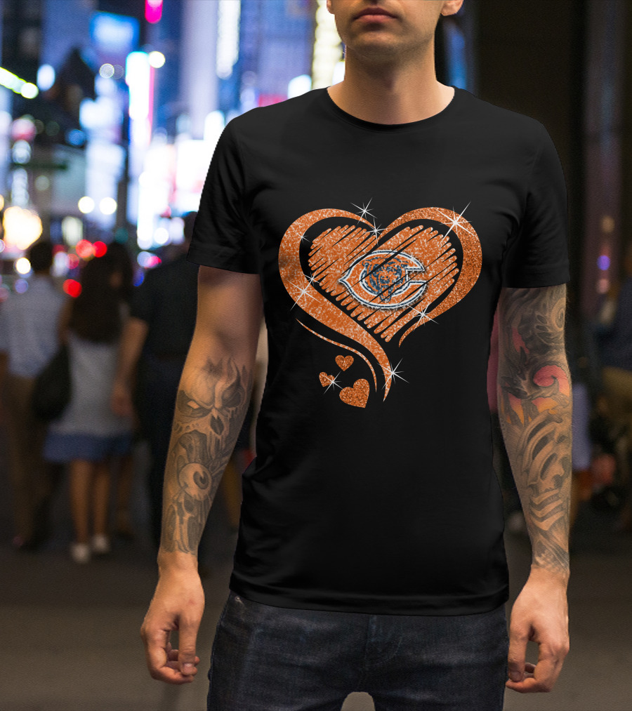 Heart Diamond Chicago Bears Sparkle T-Shirt