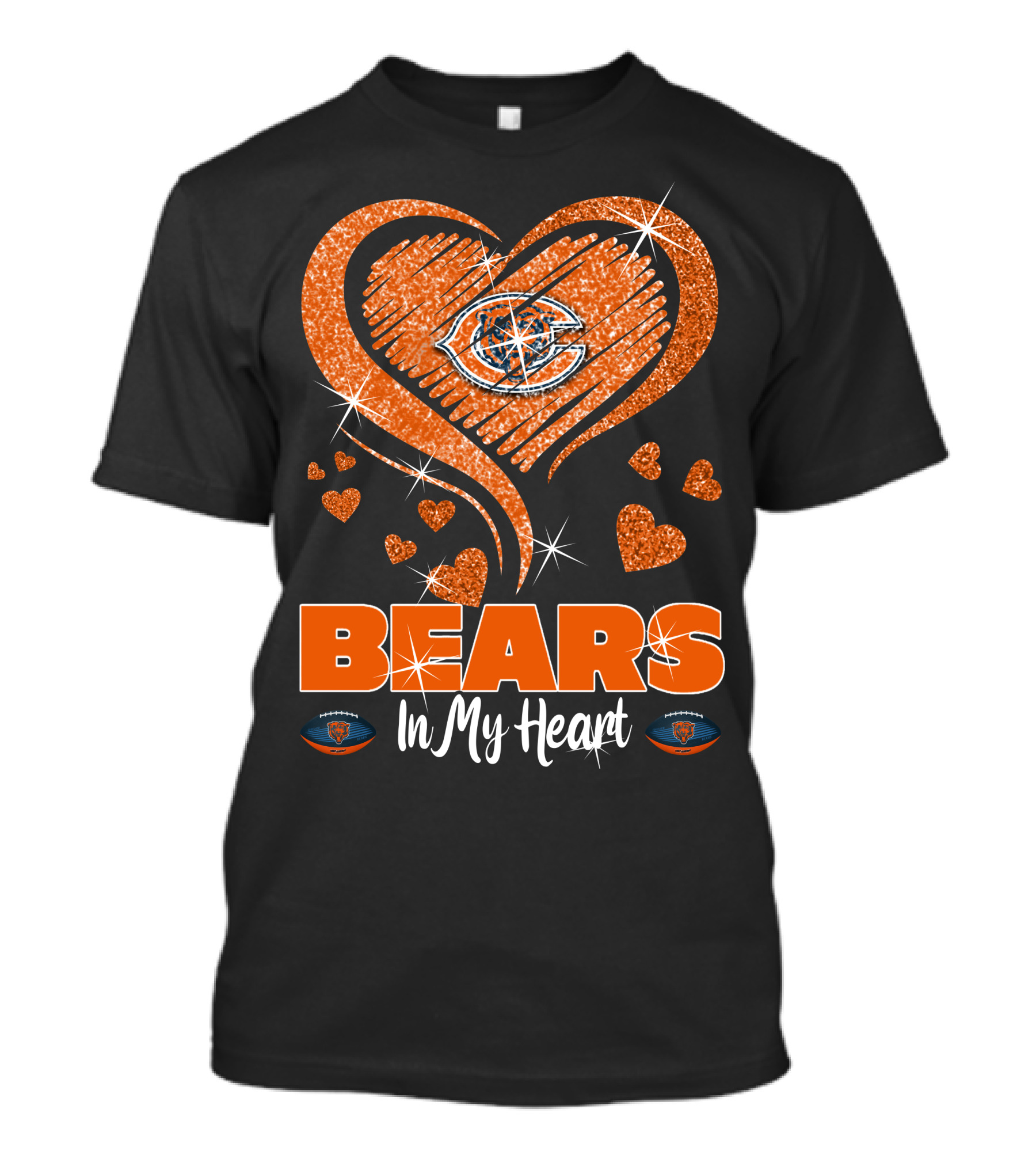 BEARS In My Heart Chicago Bears Sparkling Emblem T-Shirt