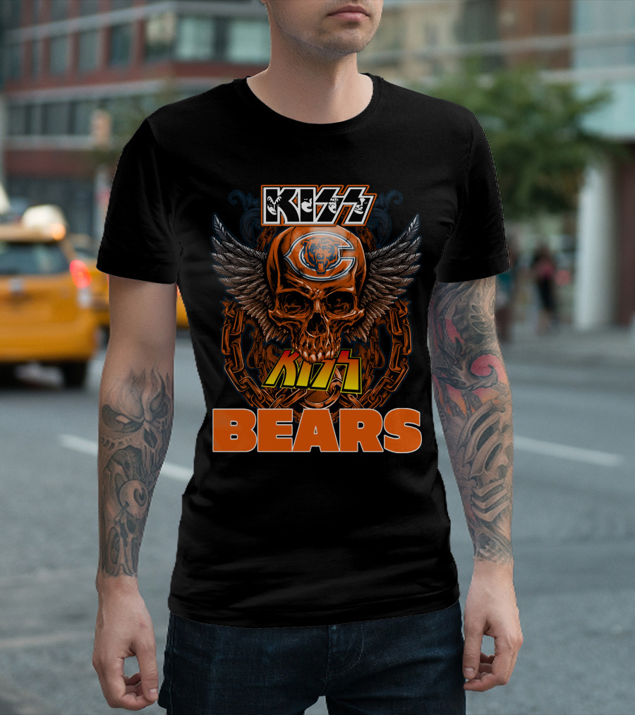 KISS CHICAGO BEARS Skull Wings T-Shirt