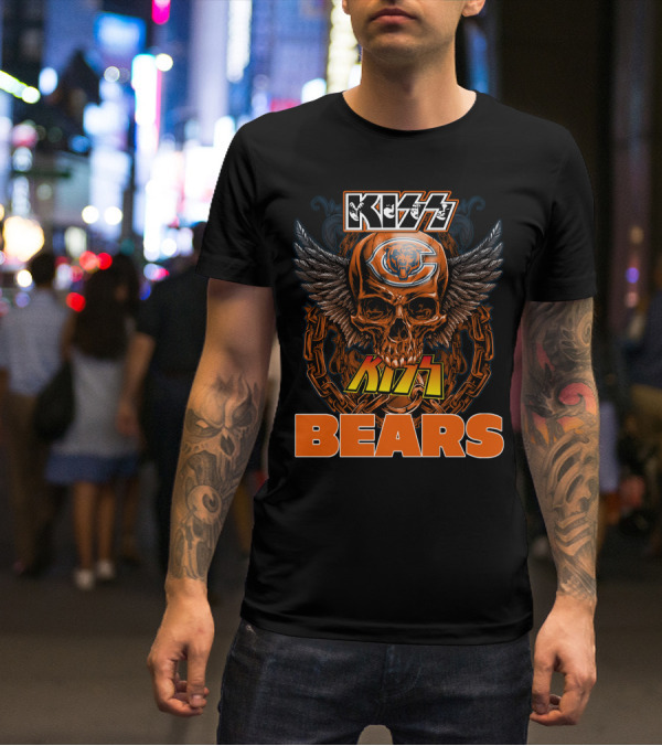 KISS CHICAGO BEARS Skull Wings T-Shirt