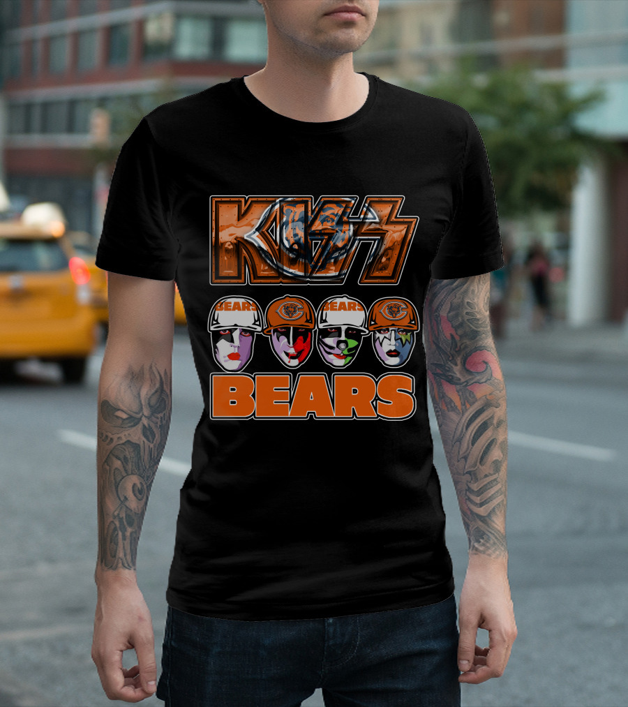 Kiss Chicago Bears Rock Band Faces T-Shirt