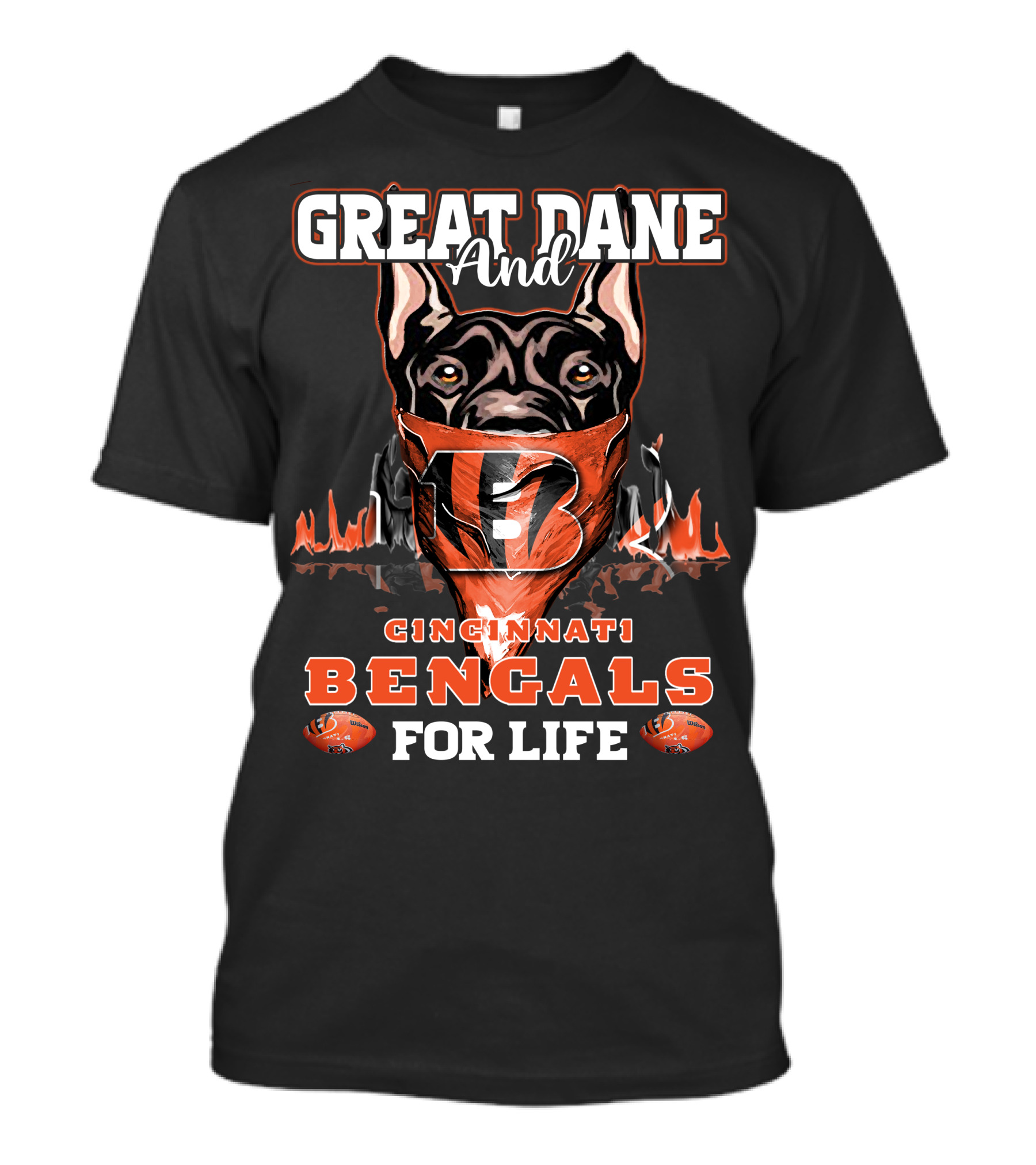 CINCINNATI BENGALS GREAT DANE AND FOR LIFE T-Shirt