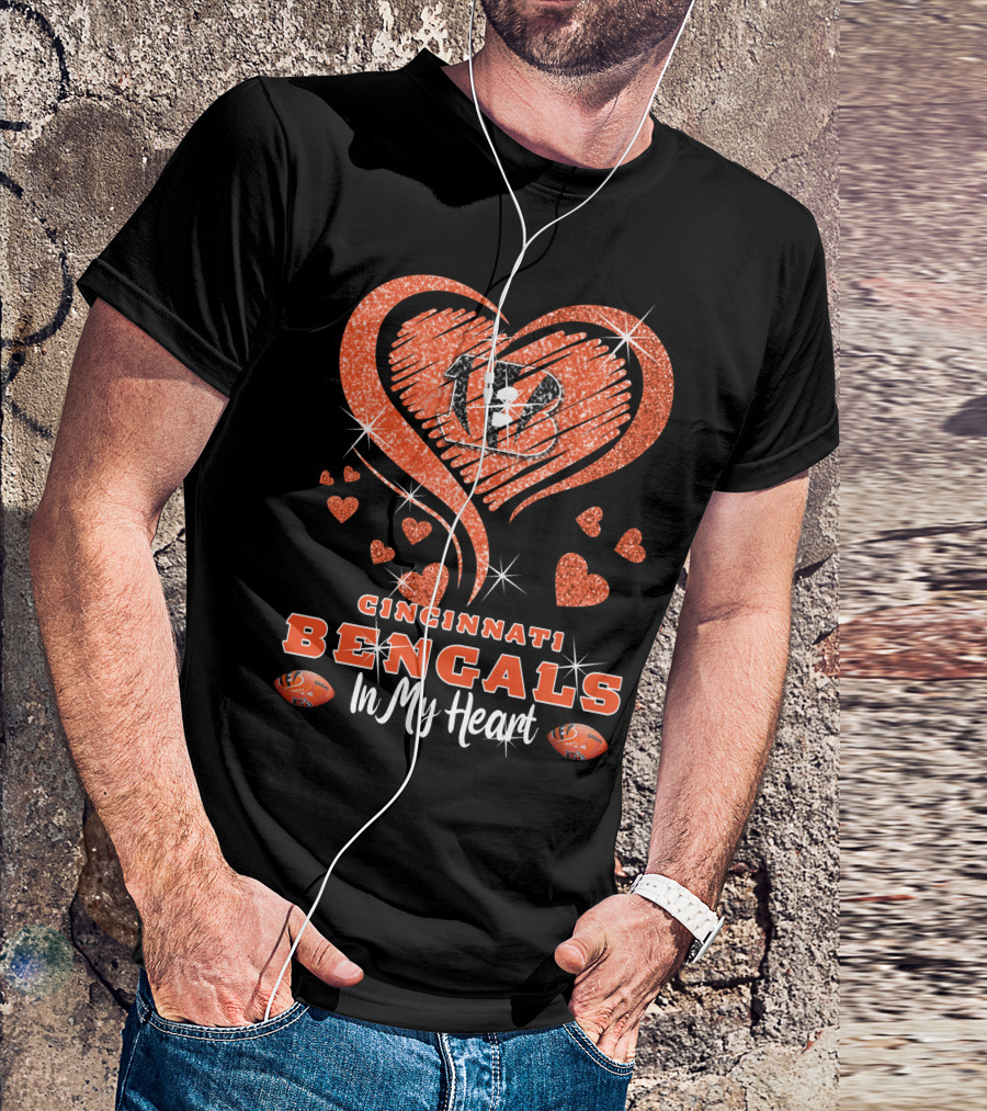 Cincinnati Bengals 13 Sparkling Hearts In My Heart T-Shirt