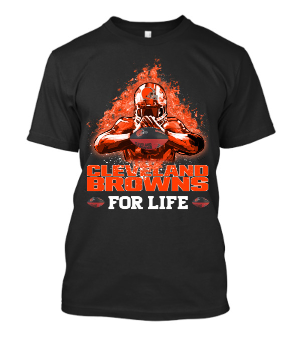 CLEVELAND BROWNS FOR LIFE Football Passion Flame T-Shirt