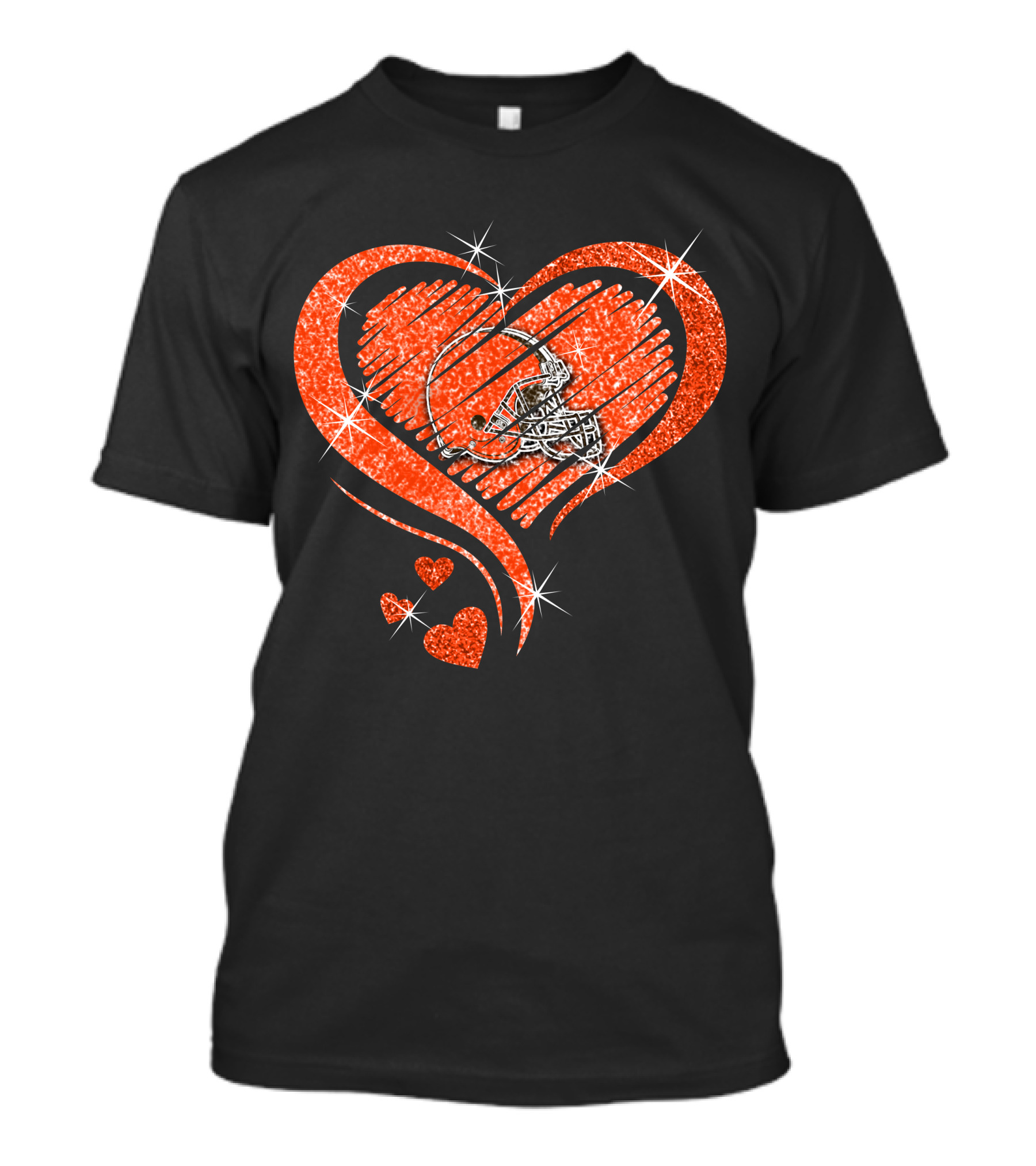 Heart Diamond Cleveland Browns Glitter Helmet Sparkle T-Shirt
