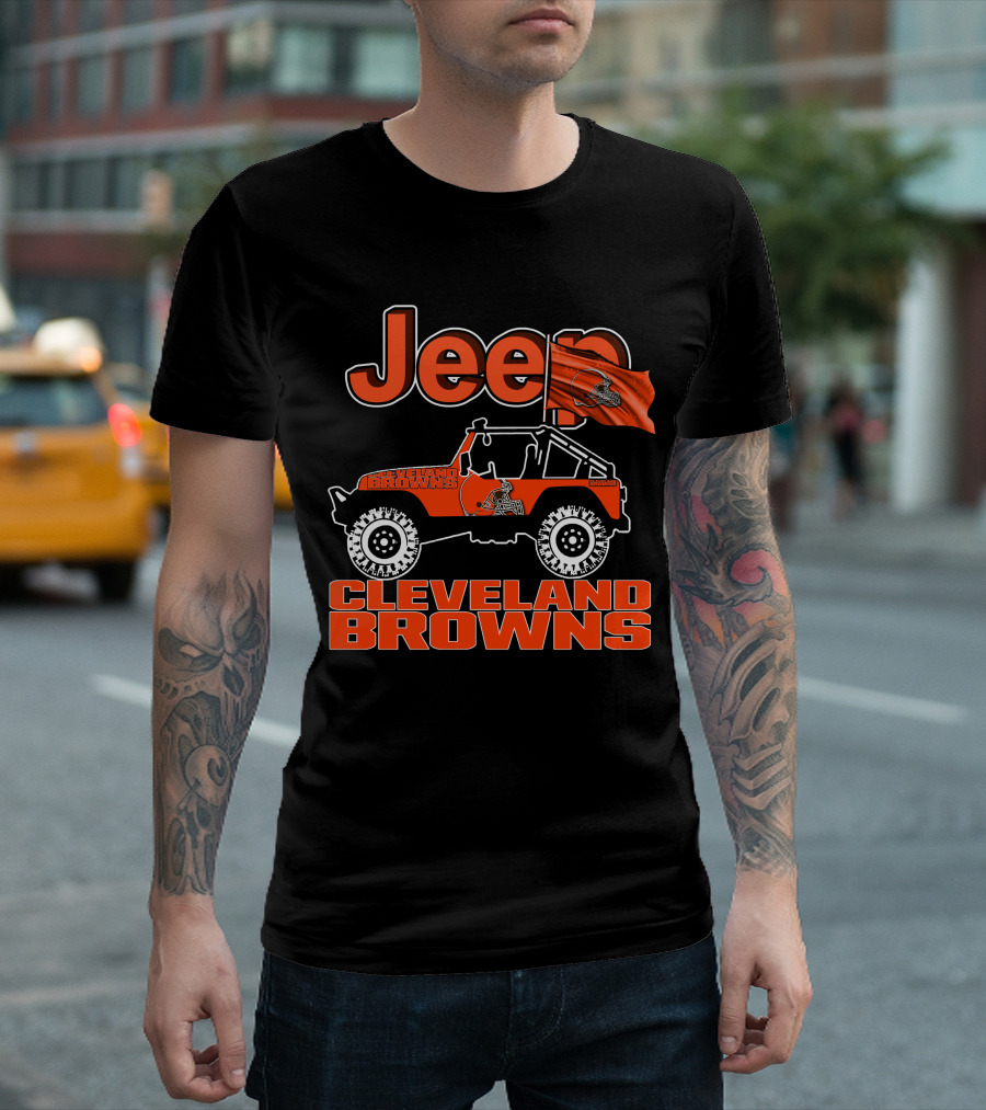 Jeep Cleveland Browns Off-Road Vehicle Cleveland Browns Flag Jeep T-Shirt