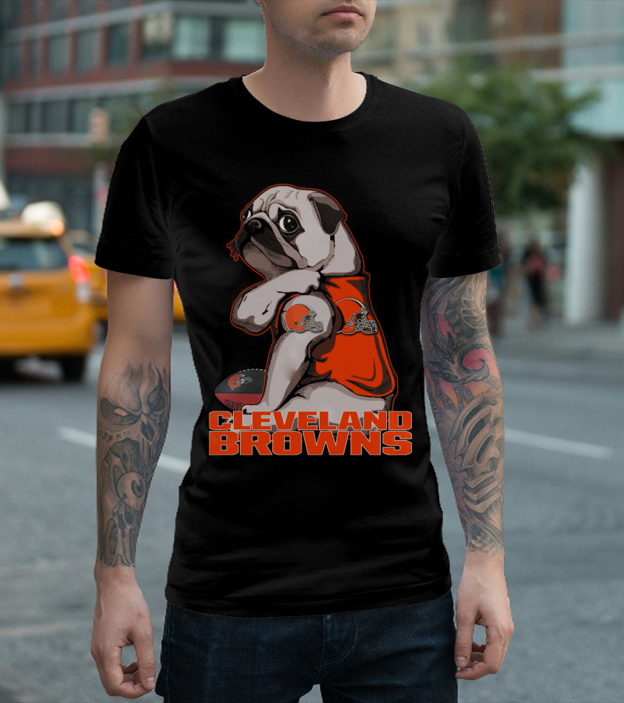 Cleveland Browns Pug Football Fan Mascot T-Shirt