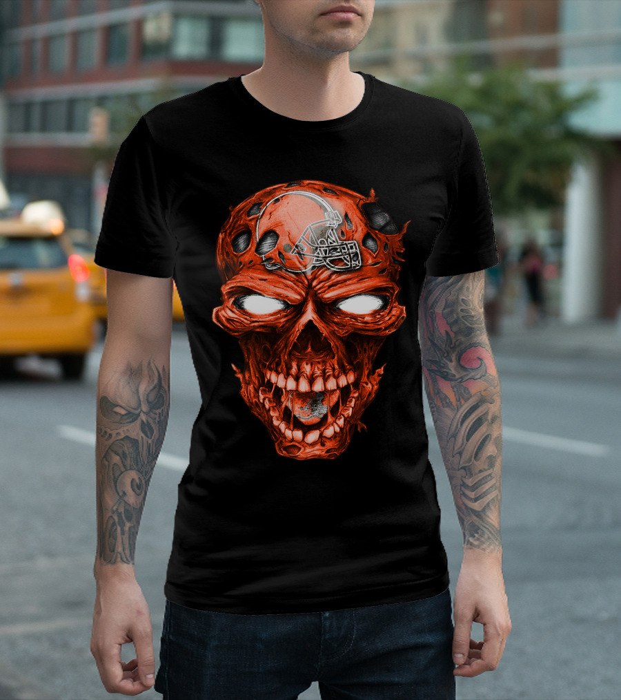 Skull Cleveland Browns Halloween Football Helmet T-Shirt