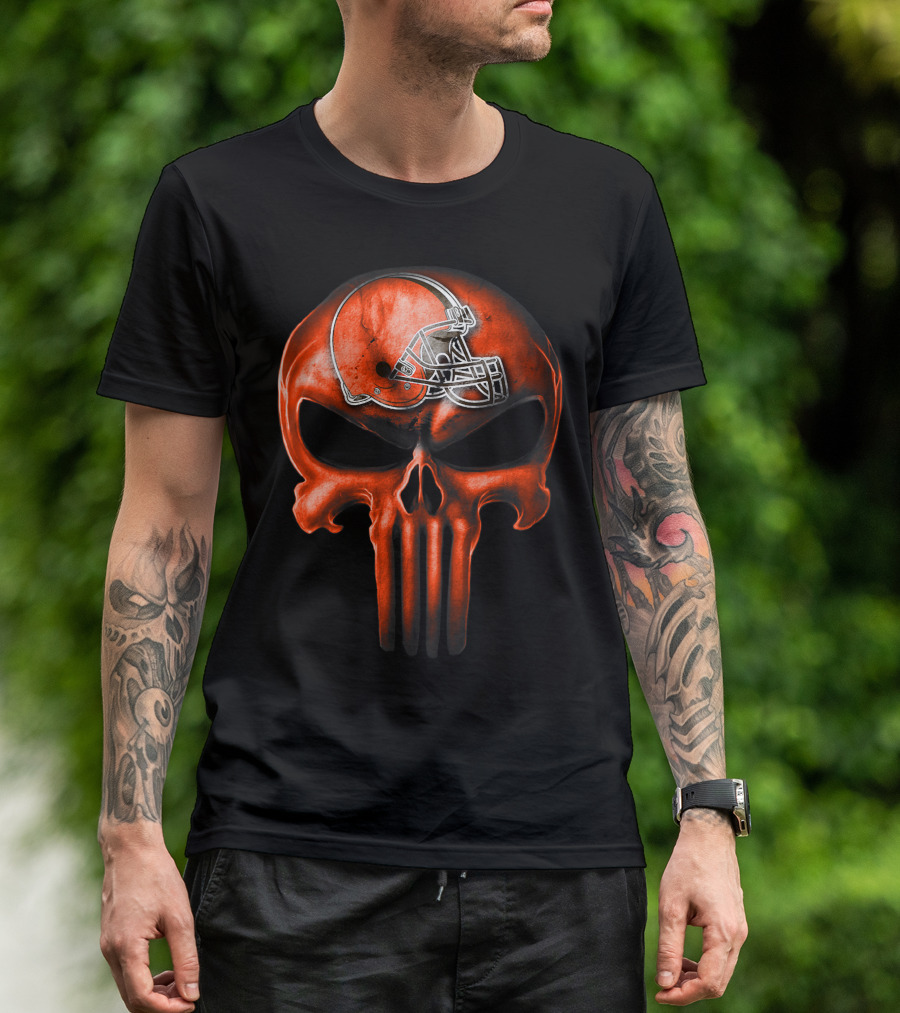Skull Cleveland Browns Helmet T-Shirt