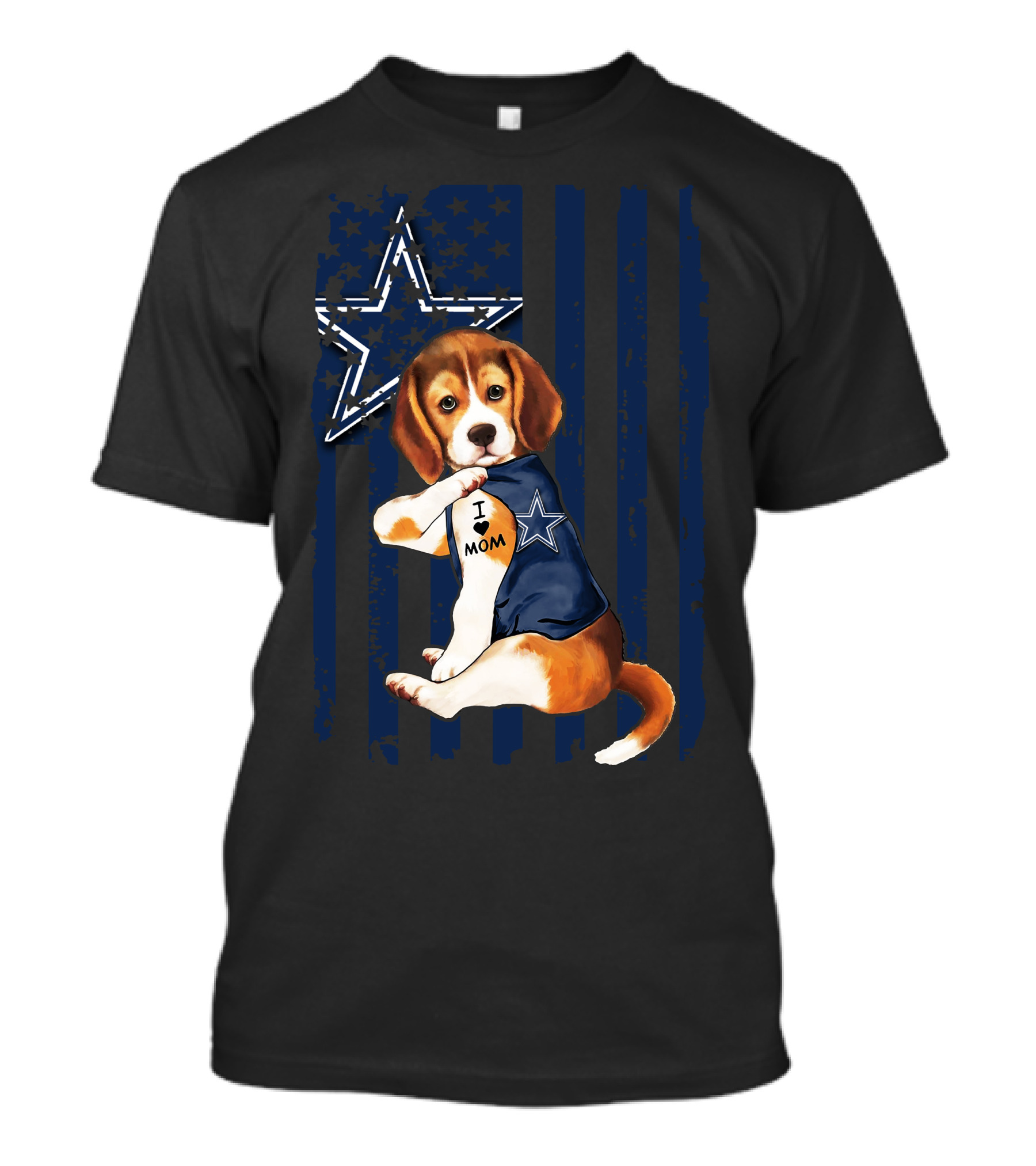 Beagle I Love Mom Dallas Cowboys Star Fan Pride T-Shirt