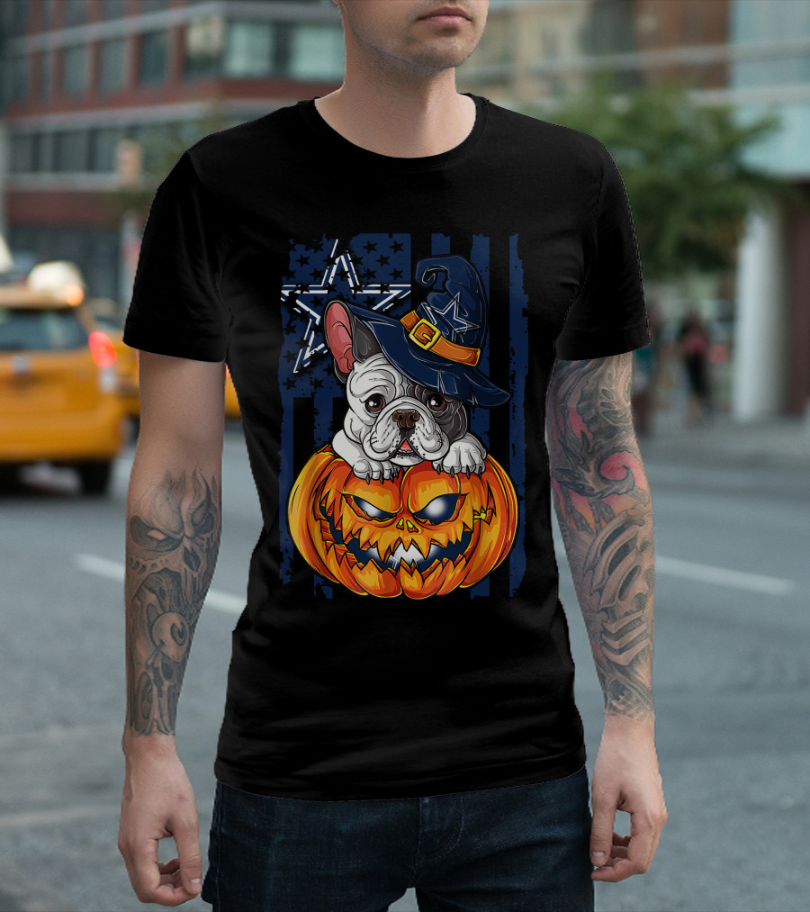 Hlw Bulldog Dallas Cowboys Halloween Pumpkin T-Shirt