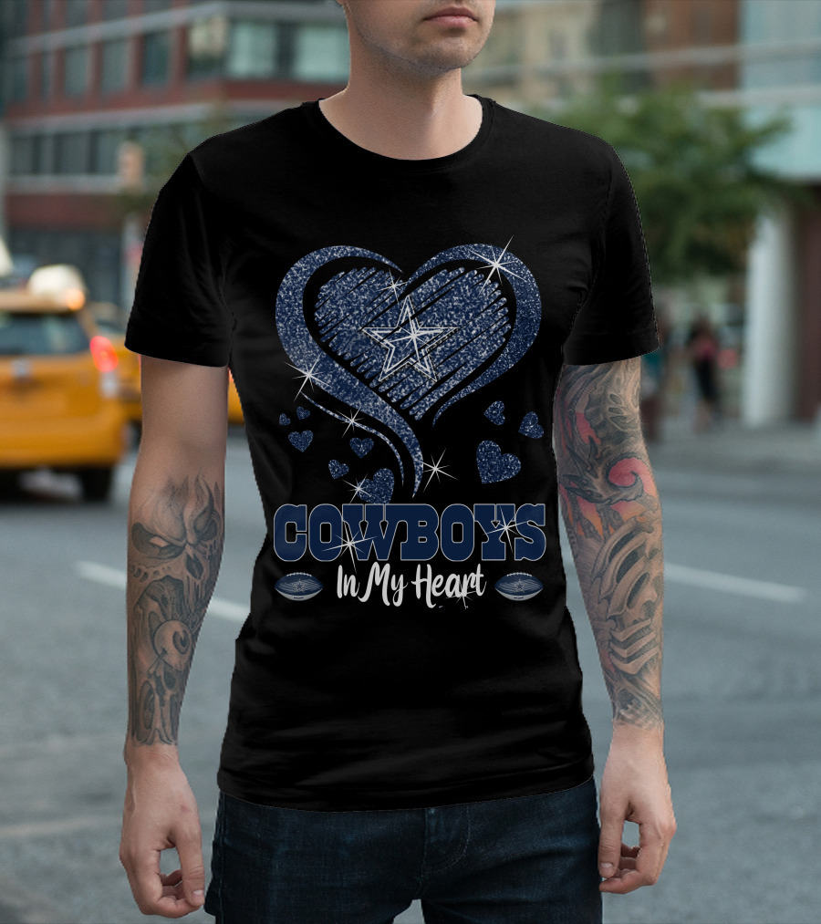 Cowboys In My Heart Starry Hearts Football T-Shirt