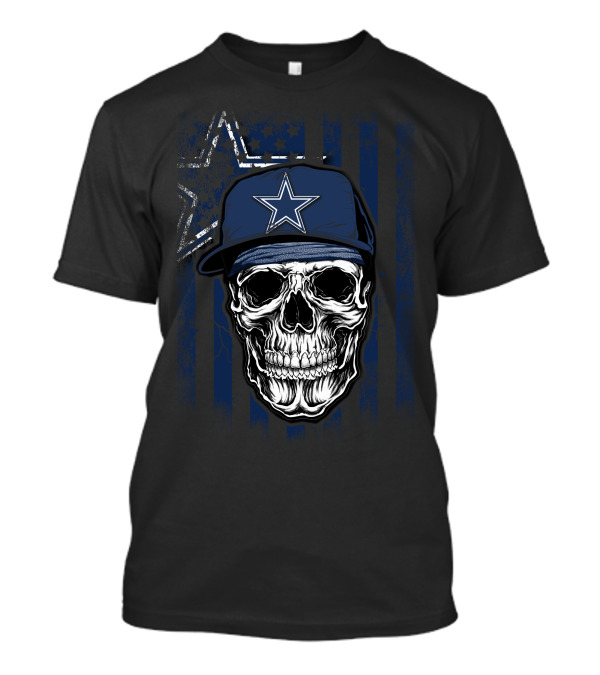 Skull V1 Dallas Cowboys Star Hat Blue Stripes T-Shirt
