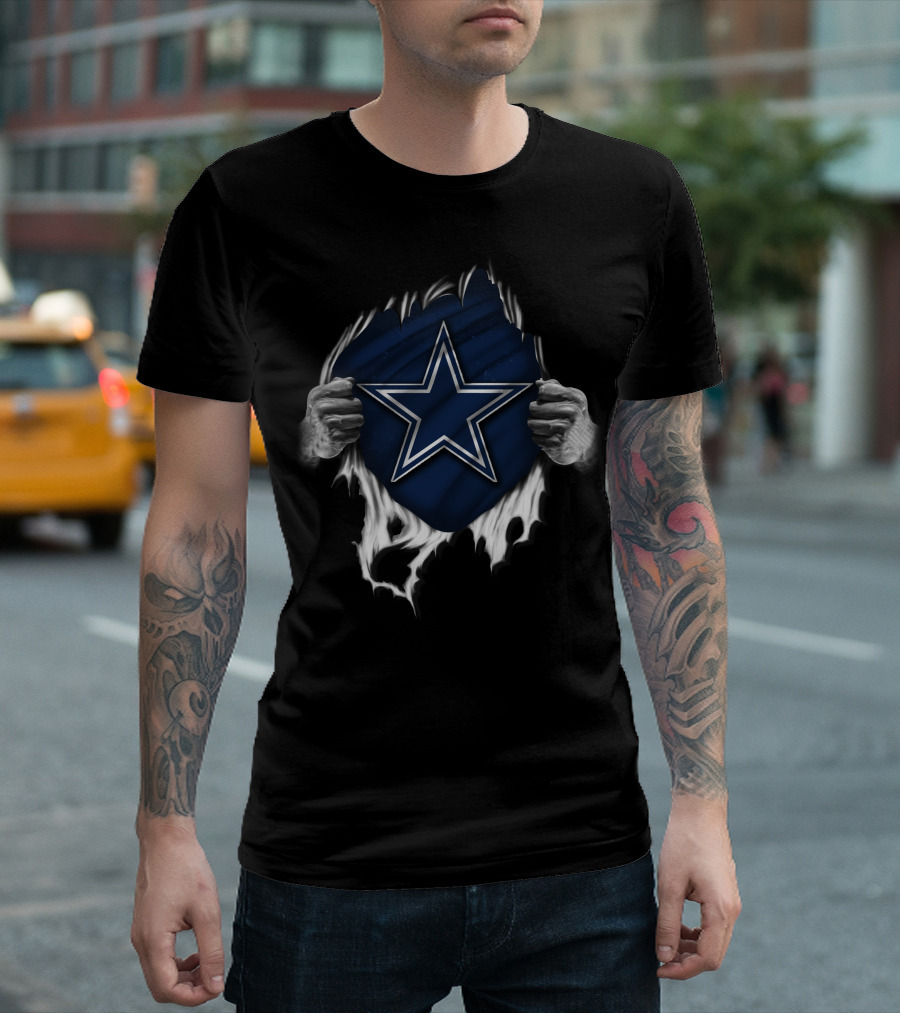 Torn V1 Dallas Cowboys Star Emblem Peeling Hands T-Shirt