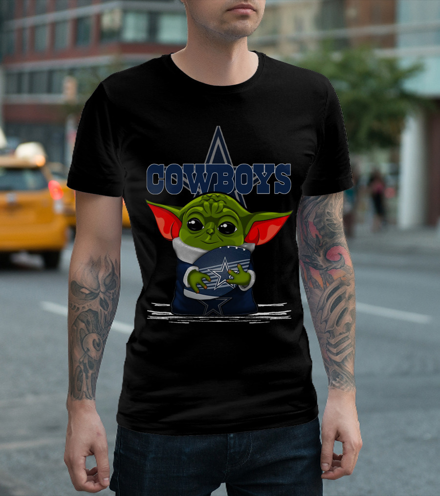 Cowboys Yoda Holding Football T-Shirt